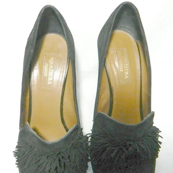 Aquazzura Wild Thing Fringe Black Pumps EU 38.5 - Picture 3 of 8